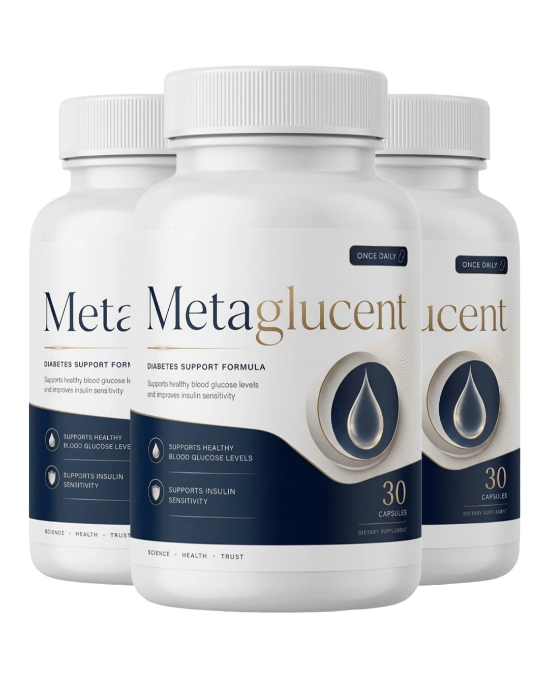 MetaGlucent daily blood sugar support capsules bottle with natural plant-based ingredients